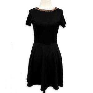 Kazo Black Dress with Gold Detailing